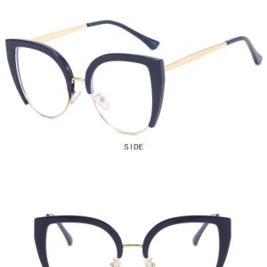 Cat's eye half frame large frame flat lens anti-blue light 2023 new European and American glasses frames ins retro trend glasses frames – Image 5