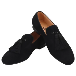 Export European and American multi-color cow suede loafers, men's handmade with upper color tassels, casual men's slip-on shoes – Image 4
