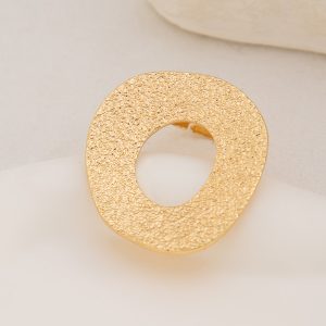 European and American cross-border exaggerated irregular metal percussion pattern open ring women's ins geometric ring imitation pearl ring – Image 4