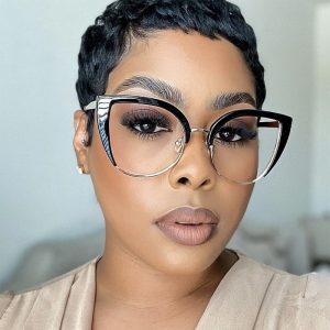 Cat's eye half frame large frame flat lens anti-blue light 2023 new European and American glasses frames ins retro trend glasses frames – Image 3
