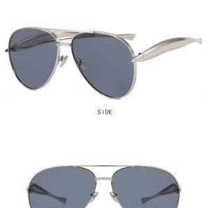 Toad shaped sunglasses metal  new vintage plain makeup sunglasses premium sense women's street photography trend sunglasses – Image 6