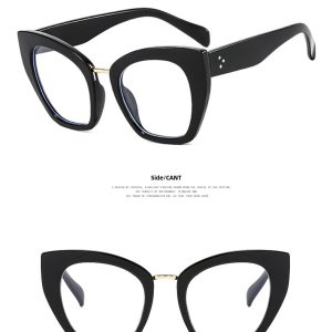 Cross-border cat's eye large frame anti-blue light flat lens new personality eyeglasses tide plain rice nail glasses frame – Image 5