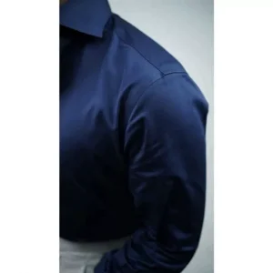 American Gym Shirt Black Navy Blue No Iron Wrinkle Resistant Windsor Straight Neck Black Navy Blue Men's Slim Long Sleeves – Image 3