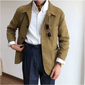 Summer High Density Cotton Oxford Shirt Large Peak Collar Buckle Slim Long Sleeve Men's Premium Commuter Shirt – Image 4