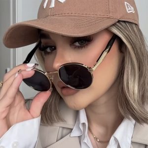 European and American round sunglasses women's ins street photography celebrity metal sunglasses trend retro sunglasses