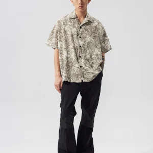 PilotDragon Spring/Summer Floral All-Over Roll-Neck Shirt Men's Trend Hawaiian Style Casual Loose Short Sleeve P&D – Image 3