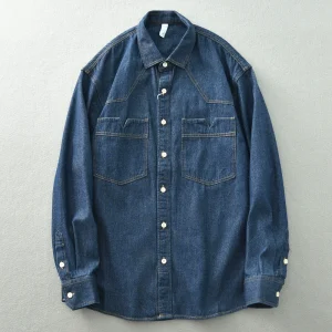 Autumn Clothes New American Fashion Brand Cotton Wash Denim Shirt Men's Three-Dimensional Cut Long Sleeve Casual Shirt Jacket – Image 4