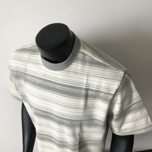 QAGO yarn-dyed retro loose silhouette striped short sleeve men's and women's Japanese casual and versatile juvenile T-shirt top – Image 4