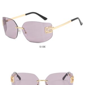 European and American rimless slimming high-end sunglasses new retro celebrity sunglasses millennial hot girl sunglasses – Image 7