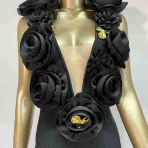 2025 Cross Border Foreign Trade New Amazon Hot Sale Bandage Dress Sexy Deep V Flower Party Long Skirt Dress – Image 5