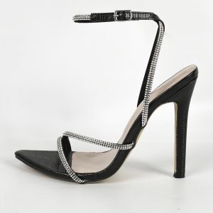Cross-border European and American women's new rhinestone lace-up cross back strap pointed toe open toe stiletto sandals women's shoes – Image 5