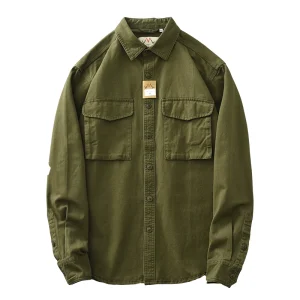 yuppie cargo large pocket vintage shirt men's jacket men's trend versatile cotton washed long sleeve shirt tide – Image 4