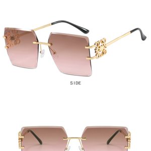 Square rimless cut edge sunglasses new European and American sunglasses fashion ladies personality retro sunglasses trend – Image 9
