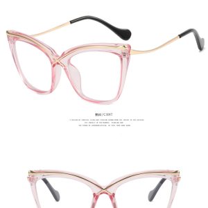 X Cat's Eye Metal Glasses Frame  New Anti-Blue Light Large Frame Flat Lens European and American INS Trend Retro Glasses Frame – Image 6