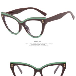 Cat's eye rivet black and white panda flat lens new European and American glasses frame anti blue light ins glasses frame vintage – Image 4
