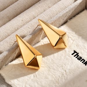 European and American cross-border INS cold wind three-dimensional hollow triangle stud earrings unique design personality temperament earrings earrings – Image 3