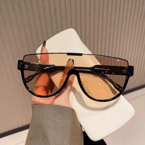 Fashion large frame one-piece aviator sunglasses ladies street face mask sunglasses trend internet celebrity street sunglasses