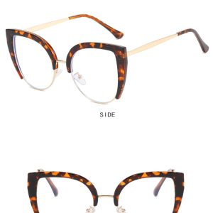 Cat's eye half frame large frame flat lens anti-blue light 2023 new European and American glasses frames ins retro trend glasses frames – Image 6