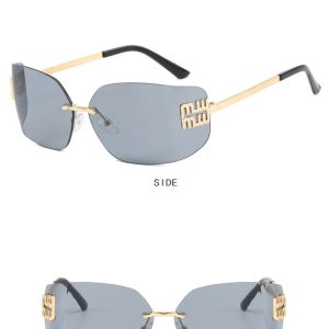 European and American rimless slimming high-end sunglasses new retro celebrity sunglasses millennial hot girl sunglasses – Image 5
