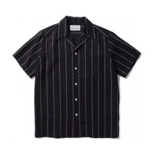 WACKOMARIA 22FW New STRIPED OPEN COLLAR SHIRT Striped Short Sleeve Shirt – Image 3