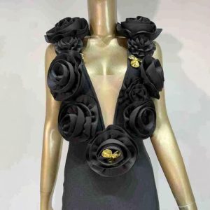 2025 Cross Border Foreign Trade New Amazon Hot Sale Bandage Dress Sexy Deep V Flower Party Long Skirt Dress – Image 4