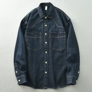 Autumn Clothes New American Fashion Brand Cotton Wash Denim Shirt Men's Three-Dimensional Cut Long Sleeve Casual Shirt Jacket – Image 3