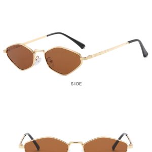 Diamond polygonal small frame sunglasses  new metal sunglasses catwalk simple ins European and American sunglasses – Image 5