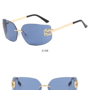 European and American rimless slimming high-end sunglasses new retro celebrity sunglasses millennial hot girl sunglasses – Image 6