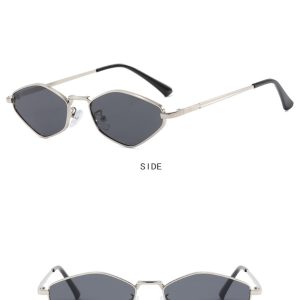 Diamond polygonal small frame sunglasses  new metal sunglasses catwalk simple ins European and American sunglasses – Image 6