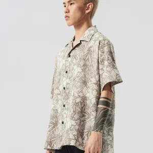 PilotDragon Spring/Summer Floral All-Over Roll-Neck Shirt Men's Trend Hawaiian Style Casual Loose Short Sleeve P&D – Image 4