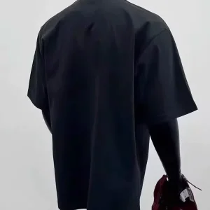 Heavyweight cotton trendy brand American letter T-shirt trendy handsome print men's summer round neck loose short sleeve pocket towel – Image 3