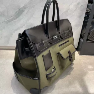 Large capacity leather platinum bag 2025 new trendy men's and women's bags, large bags, handbags, travel canvas bags, travel bags – Image 4