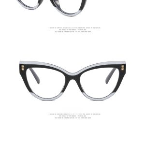 Cat's eye rivet black and white panda flat lens new European and American glasses frame anti blue light ins glasses frame vintage – Image 3