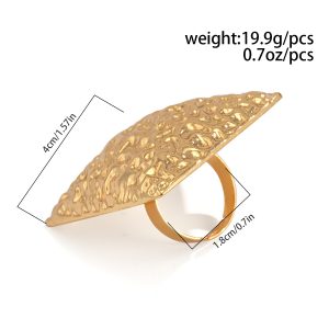 European and American cross-border exaggerated irregular metal percussion pattern open ring women's ins geometric ring imitation pearl ring – Image 6
