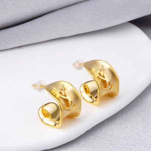 New European and American retro metal stud earrings, brushed letters, personalized earrings, niche design, high-end light luxury earrings, women – Image 4