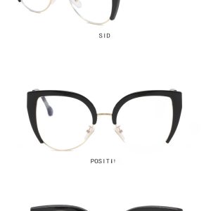 Cat's eye half frame large frame flat lens anti-blue light 2023 new European and American glasses frames ins retro trend glasses frames – Image 4