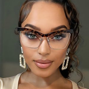 New half-eyebrow anti-blue light fashion flat light glasses cross-border European and American personalized glasses frames trendy glasses frames can be matched with glasses men – Image 4