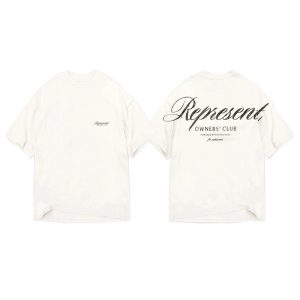Cross-border fashion brand Represent retro American cursive letter high street short sleeve loose couple men's and women's T-shirt half sleeve – Image 3