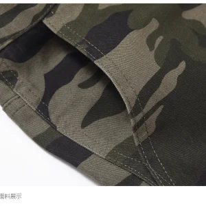 American high street vintage buttoned camouflage cargo jeans men's street loose slit straight micro-flared pants – Image 5