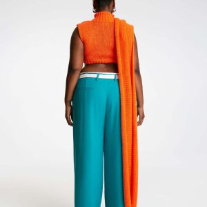 Spring American retro draped women's suit pants loose and thin lapel design straight wide-leg pants ins – Image 5
