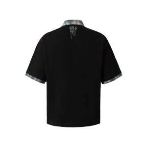 Society American retro plaid patchwork POLO shirt casual and versatile Vintage – Image 8
