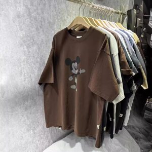 Dark gray cotton loose short sleeve t-shirt women's – Image 3