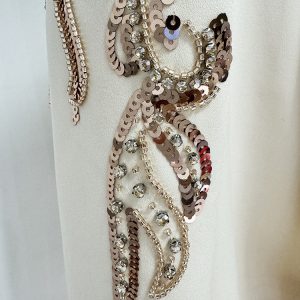 New European and American star temperament fashion heavy industry beaded and diamond shawl collar dress suit skirt – Image 10