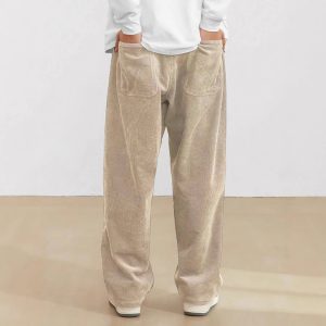 European size men's new corduroy casual pants European and American high street trendy brand retro casual straight-leg trousers – Image 3
