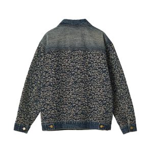 Spring jacquard denim jacket men's 2025 new American high-end stitched cotton jacket trendy casual top – Image 4