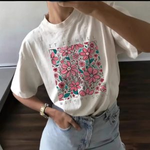 Cross-border factory direct printing short sleeve 200g heavy print cotton crew neck loose T-shirt spot wholesale