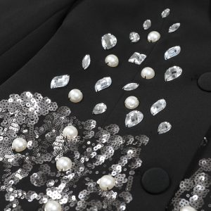 Quality spot 2025 spring and autumn fashion new heavy industry beaded diamond celebrity slimming women's blazer top – Image 3