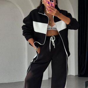 European and American Amazon cross-border foreign trade women's autumn new casual high-grade contrasting comfortable loose suit pants – Image 3