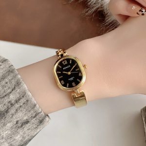 Pre-loved luxury watches, women's half bracelet bracelet watches, vintage gold-tone quartz watches, compact and delicate women's watches – Image 5