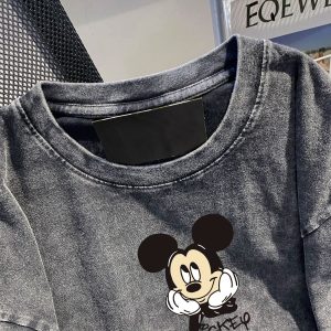 Cotton washed distressed t-shirt round neck short sleeve print half sleeve summer cool pop casual couple loose top – Image 3